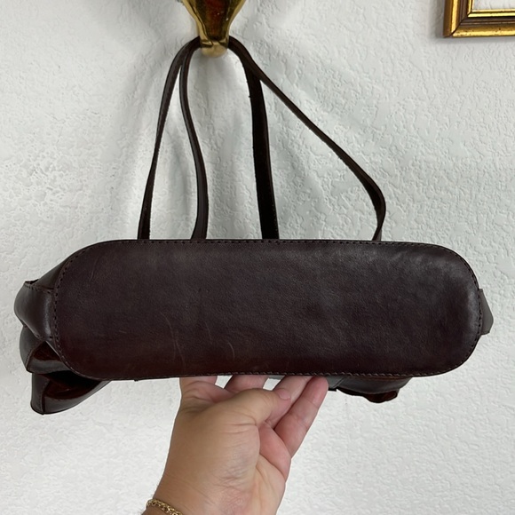 Bolivian Suede Leather Stamped Tapestry Bucket Shoulder Tote Bag - Picture 6 of 9